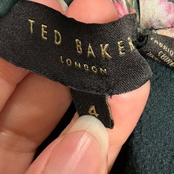 Ted Baker Forest Green Crepe Wide Leg Pants Size 4See Size Chart - Picture 5 of 7